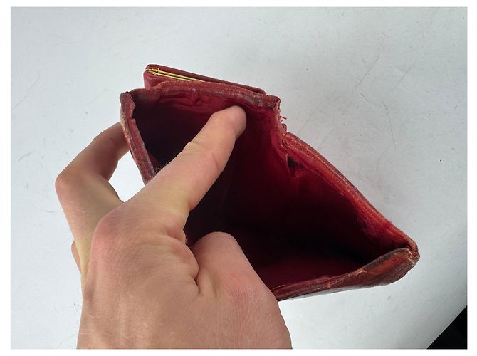 Portefeuille en cuir Chanel CC vintage rouge - vue 9