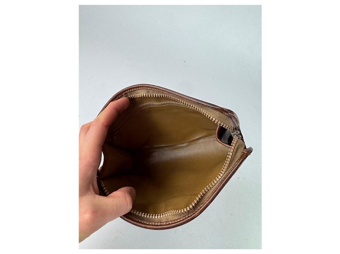Céline Clutch in pelle monogramma Celine Paris vintage marrone - vista 3