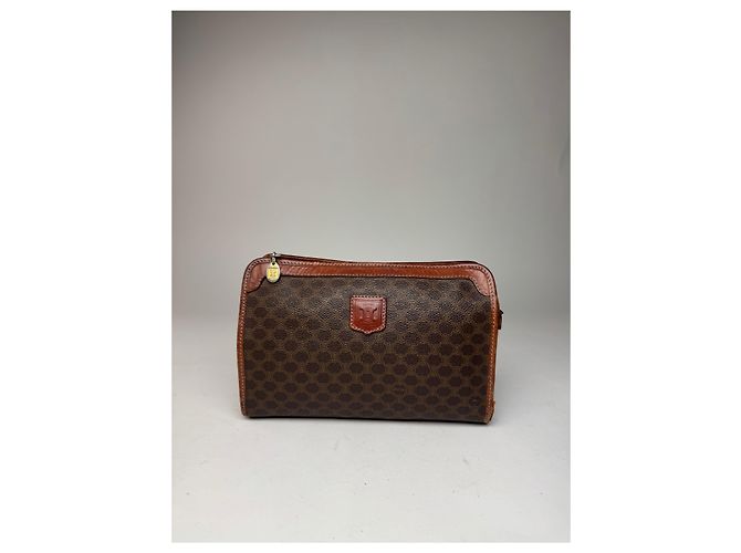 Céline Clutch in pelle monogramma Celine Paris vintage marrone - vista 5