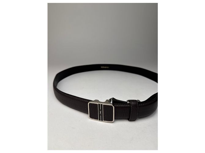 Vintage Yves Saint Laurent Schlangenprägung Leder Gürtel Schwarz Braun - Ansicht 2