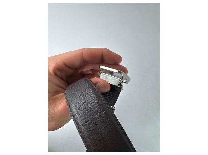 Vintage Yves Saint Laurent Schlangenprägung Leder Gürtel Schwarz Braun - Ansicht 4