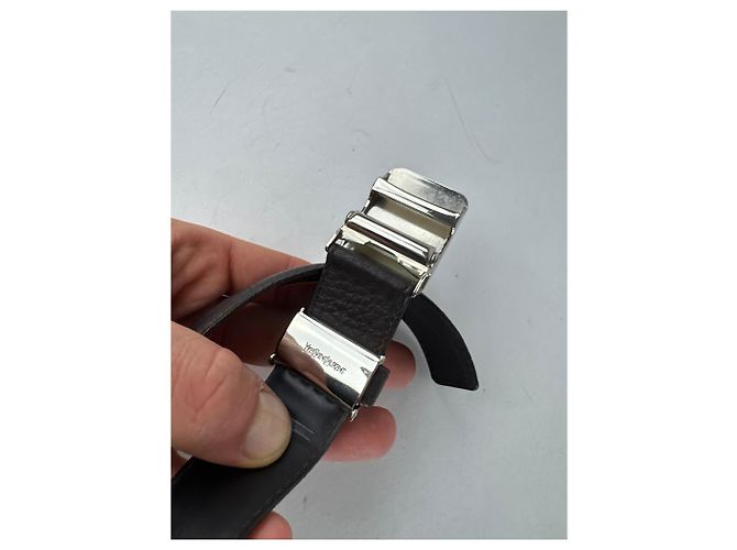 Vintage Yves Saint Laurent Schlangenprägung Leder Gürtel Schwarz Braun - Ansicht 6