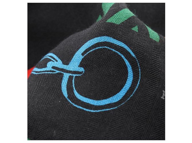 Sciarpa Hermès Carré Geant LISTA IN CATENE 140 Nero Multicolore - vista 5