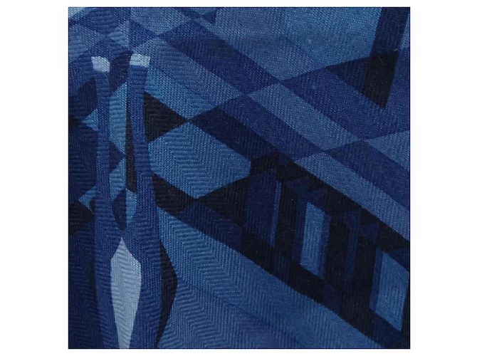 Hermès FAUBOURG EN PERSPECTIVE Rosange GM Sciarpa Blu Blu navy - vista 5