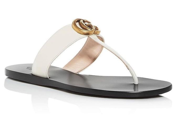 Sandali Gucci Marmont GG in pelle bianca Bianco - vista 2
