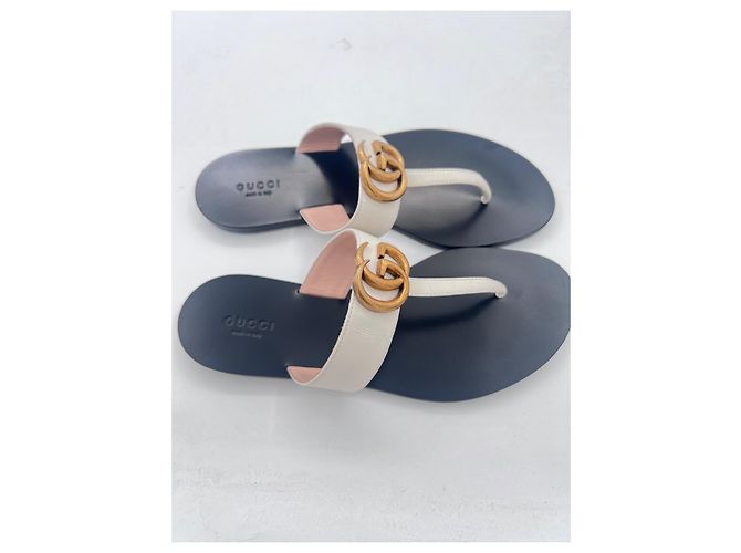 Sandali Gucci Marmont GG in pelle bianca Bianco - vista 3