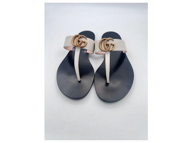 Sandali Gucci Marmont GG in pelle bianca Bianco - vista 4