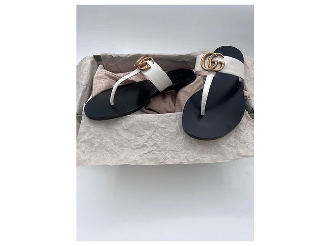Sandali Gucci Marmont GG in pelle bianca Bianco - vista 5