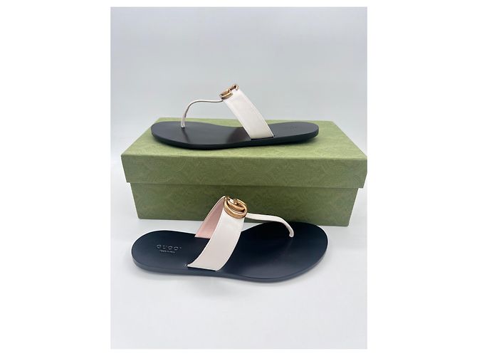 Sandali Gucci Marmont GG in pelle bianca Bianco - vista 6