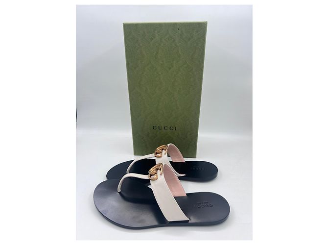 Sandali Gucci Marmont GG in pelle bianca Bianco - vista 7