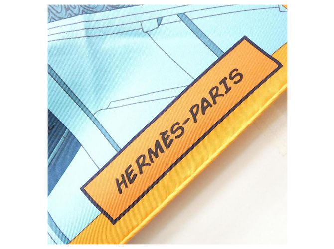 Hermès Hermès SPACE SHOPPING AU FAUBOURG Sciarpa Quadrata Blu Arancione - vista 2