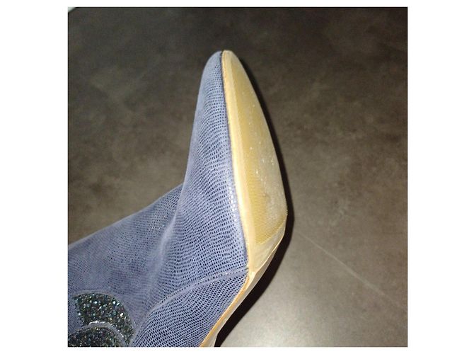 Patricia Blanchet Blaue Wildleder-Stiefeletten mit Glitzerdetails - Ansicht 6