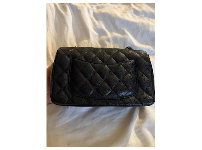 Timeless Peça muito rara. Bolsa Chanel Retangular com Aba em couro caviar preto - vista 5