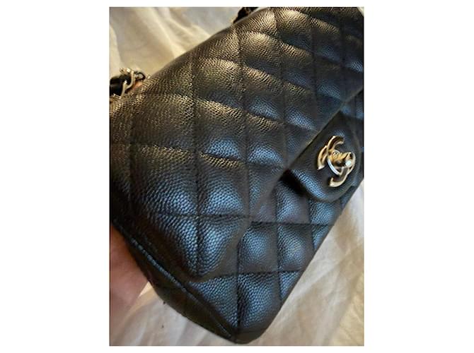 Timeless Peça muito rara. Bolsa Chanel Retangular com Aba em couro caviar preto - vista 6