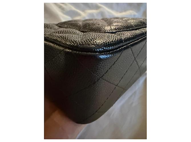 Timeless Peça muito rara. Bolsa Chanel Retangular com Aba em couro caviar preto - vista 8