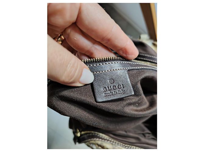 Borsa a mano Gucci in tela monogram beige e marrone - vista 11