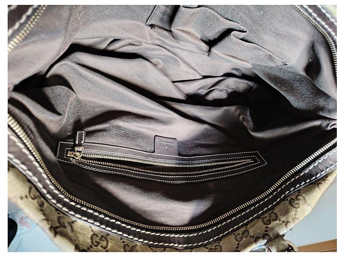 Borsa a mano Gucci in tela monogram beige e marrone - vista 13
