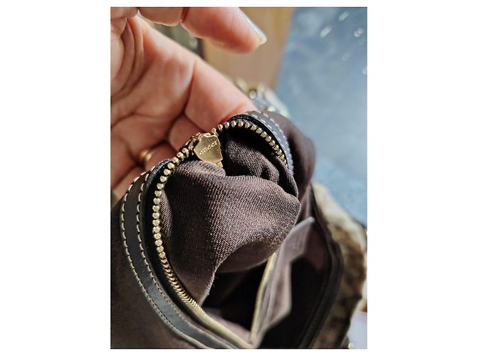 Borsa a mano Gucci in tela monogram beige e marrone - vista 14
