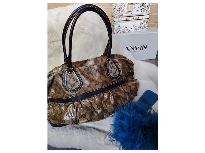 Borsa a mano Gucci in tela monogram beige e marrone - vista 2