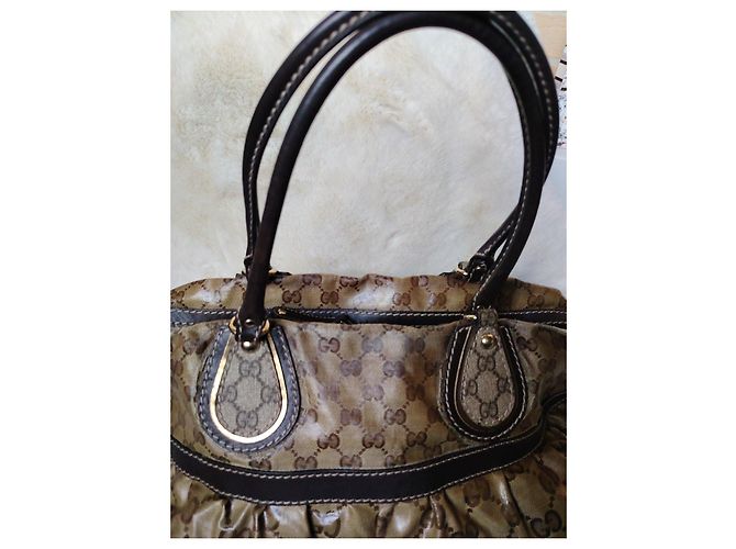 Borsa a mano Gucci in tela monogram beige e marrone - vista 3