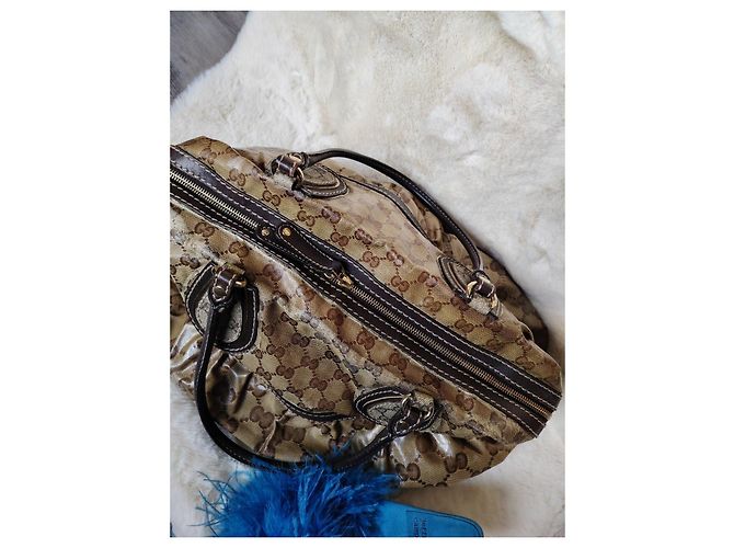 Borsa a mano Gucci in tela monogram beige e marrone - vista 4
