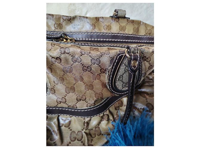 Borsa a mano Gucci in tela monogram beige e marrone - vista 5