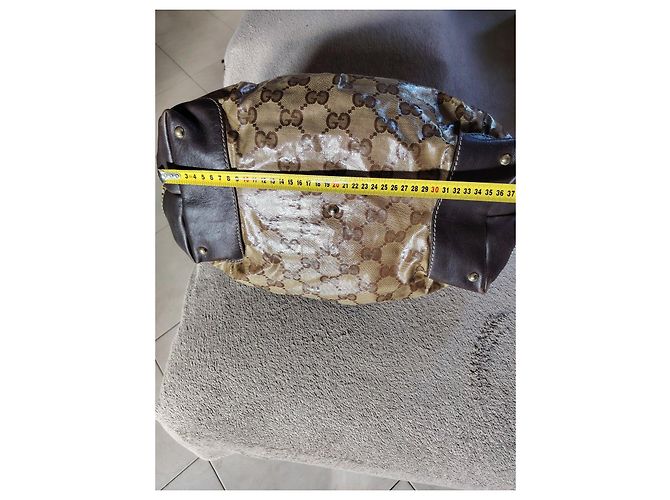 Borsa a mano Gucci in tela monogram beige e marrone - vista 7