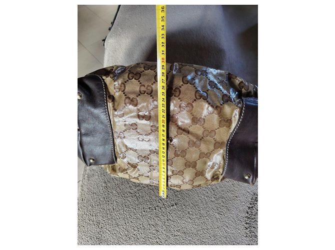 Borsa a mano Gucci in tela monogram beige e marrone - vista 8