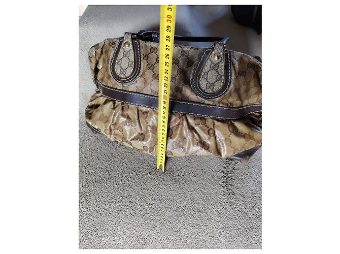 Borsa a mano Gucci in tela monogram beige e marrone - vista 9