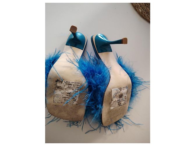 Sandali con tacco in piume blu Jeffrey Campbell - vista 10