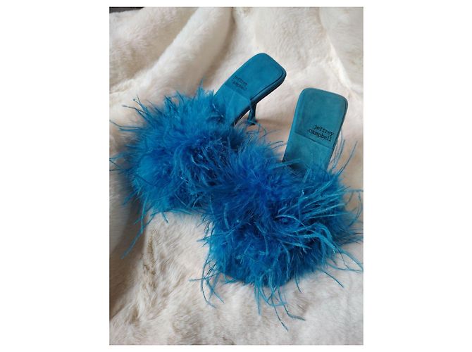Sandali con tacco in piume blu Jeffrey Campbell - vista 2
