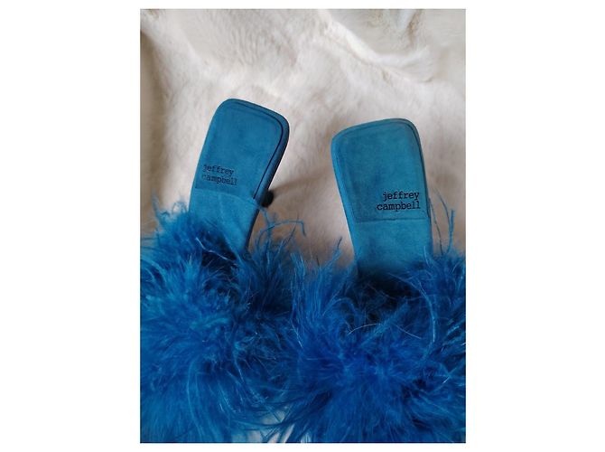 Sandali con tacco in piume blu Jeffrey Campbell - vista 3