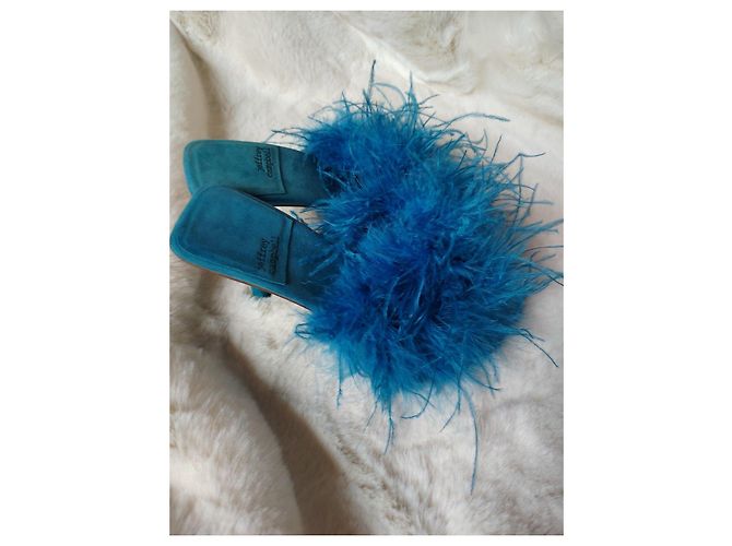 Sandali con tacco in piume blu Jeffrey Campbell - vista 4