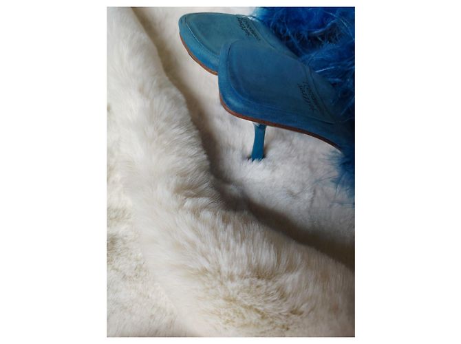 Sandali con tacco in piume blu Jeffrey Campbell - vista 5
