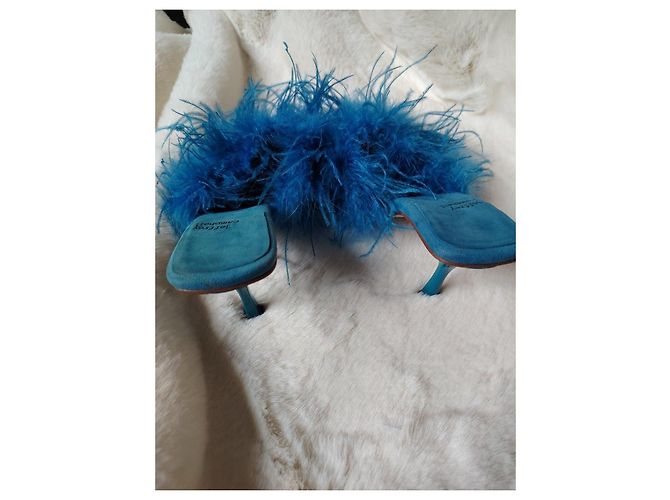 Sandali con tacco in piume blu Jeffrey Campbell - vista 6