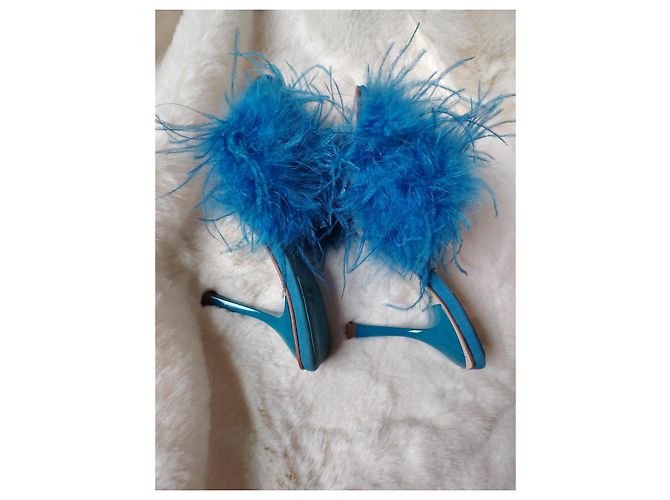Sandali con tacco in piume blu Jeffrey Campbell - vista 7