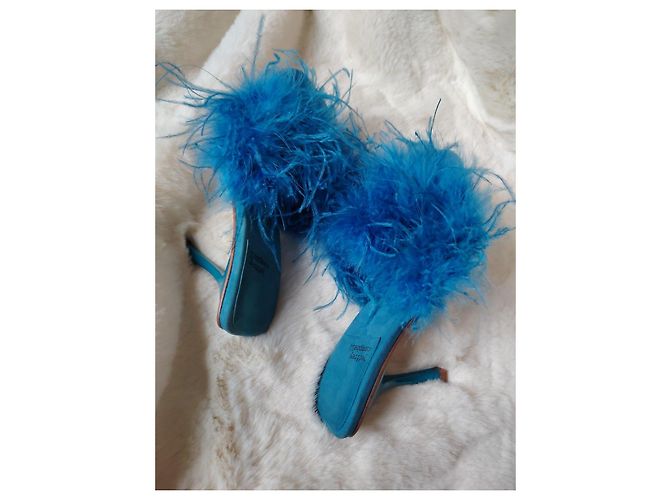 Sandali con tacco in piume blu Jeffrey Campbell - vista 8