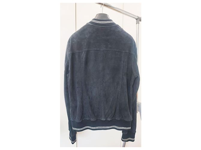 Bomber Dolce & Gabbana in camoscio (pelle di capra). Blu scuro - vista 2