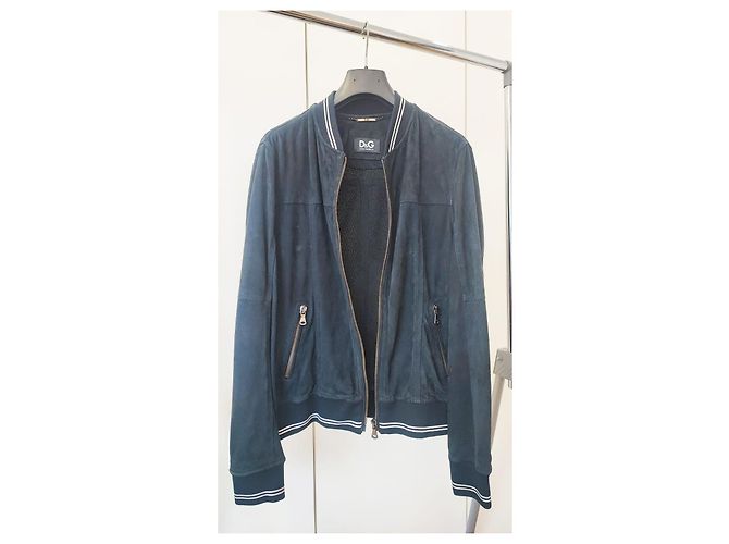 Bomber Dolce & Gabbana in camoscio (pelle di capra). Blu scuro - vista 5