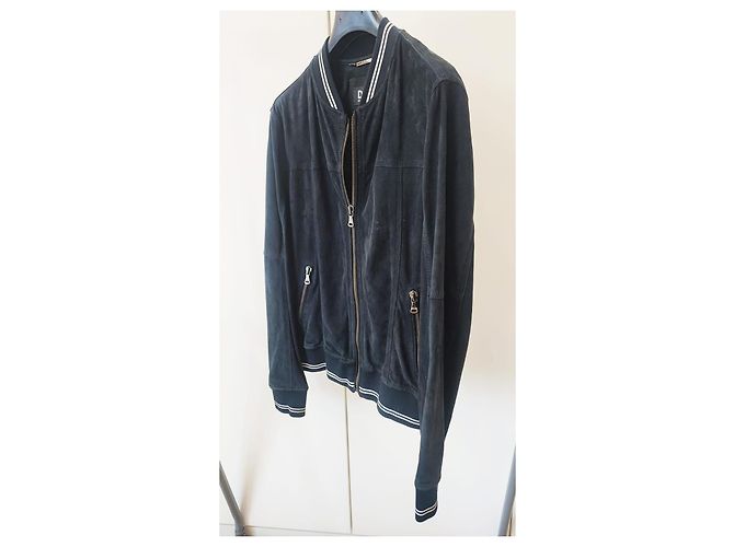 Bomber Dolce & Gabbana in camoscio (pelle di capra). Blu scuro - vista 9