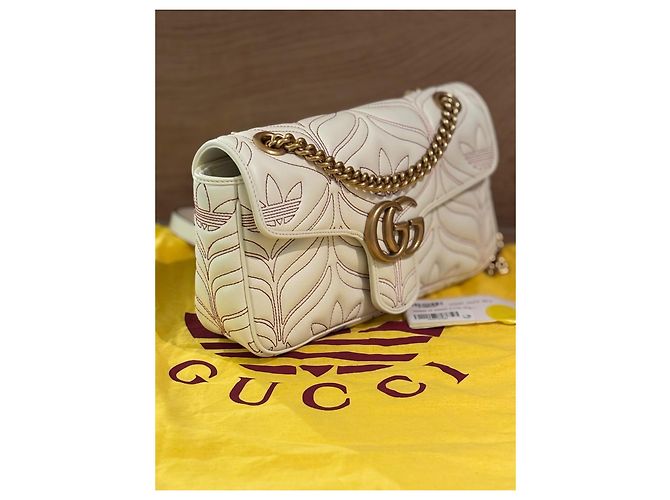 Borsa a mano Gucci x Adidas Marmont in pelle bianca - vista 3