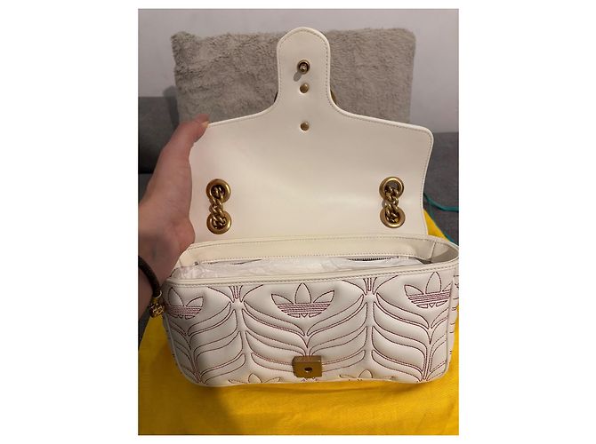 Borsa a mano Gucci x Adidas Marmont in pelle bianca - vista 6