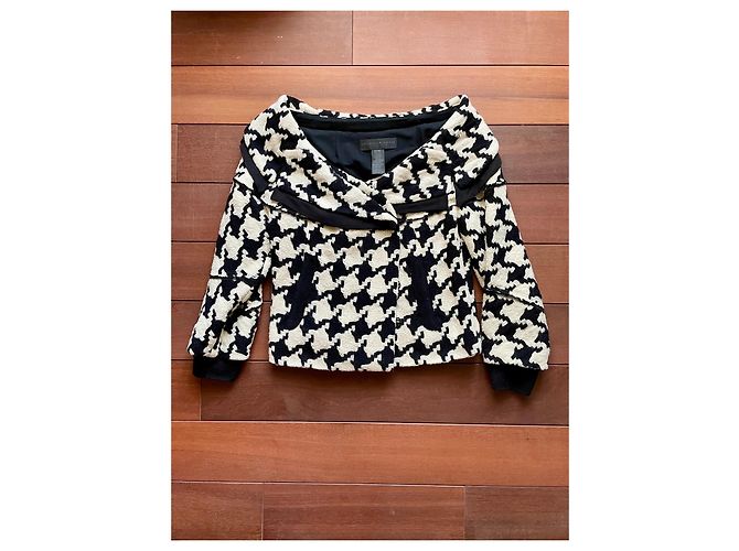 Donna Karan Black Label Houndstooth Wool and Cashmere Jacket White - view 2