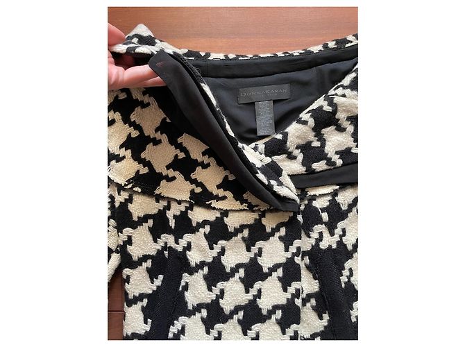 Donna Karan Black Label Houndstooth Wool and Cashmere Jacket White - view 4