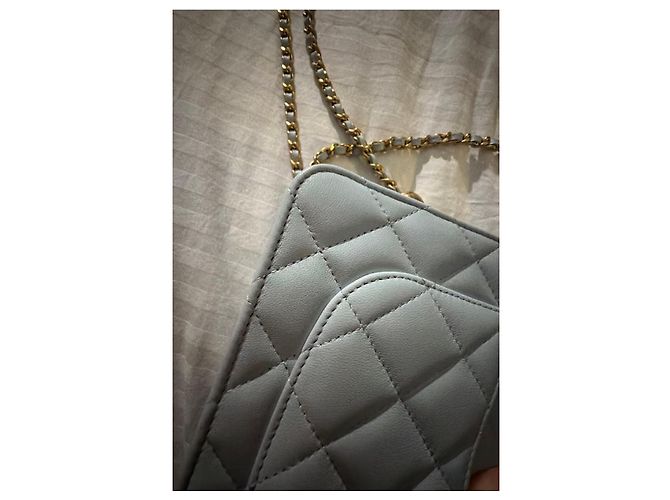 Wallet On Chain Portafoglio Chanel in Pelle Trapuntata Blu Chiaro - vista 10