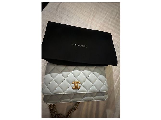 Wallet On Chain Portafoglio Chanel in Pelle Trapuntata Blu Chiaro - vista 17