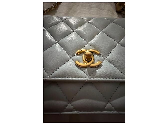 Wallet On Chain Portafoglio Chanel in Pelle Trapuntata Blu Chiaro - vista 5