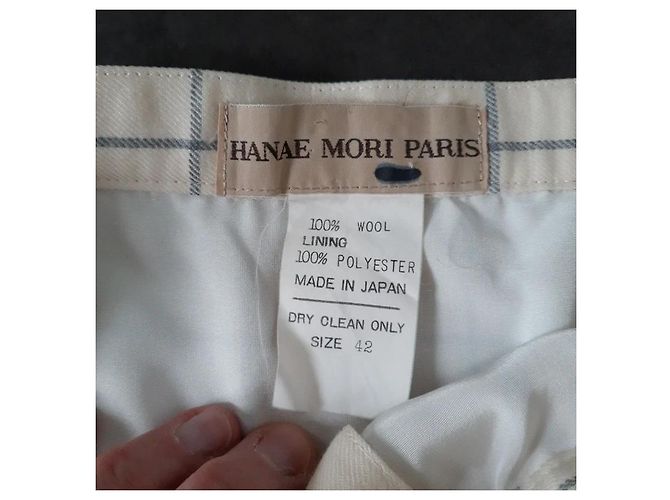 Falda Hanae Mori de lana con estampado de cuadros ecru Beige - vista 4