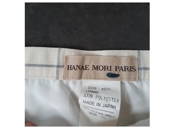 Falda Hanae Mori de lana con estampado de cuadros ecru Beige - vista 5