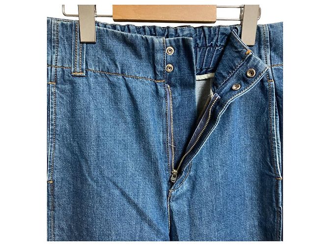 Autre Marque MACPHEE Weite Cropped-Hosen aus Bio-Baumwolle Blau Hellblau - Ansicht 4